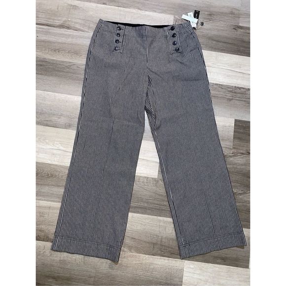 Larry Levine NWT Black/Cream Stripe Button Dress Pants, Size 14 P, MSRP $60 - Picture 1 of 10